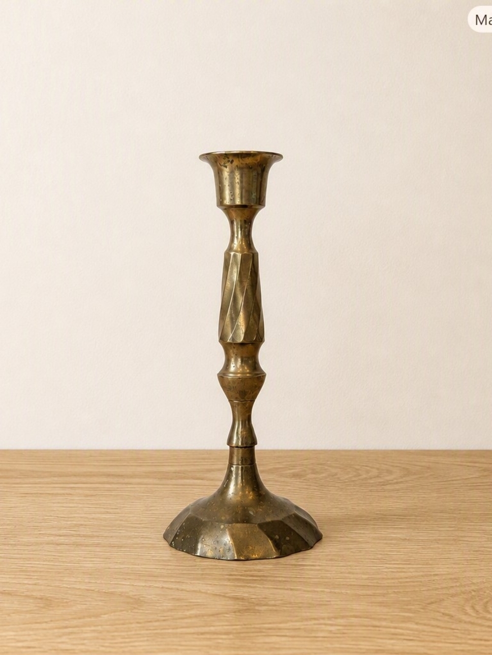 Vintage Twisted Brass Candlestick Holder • Boho Decor